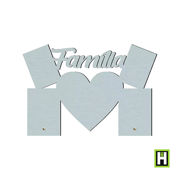 Porta Retrato Coração Familia em MDF