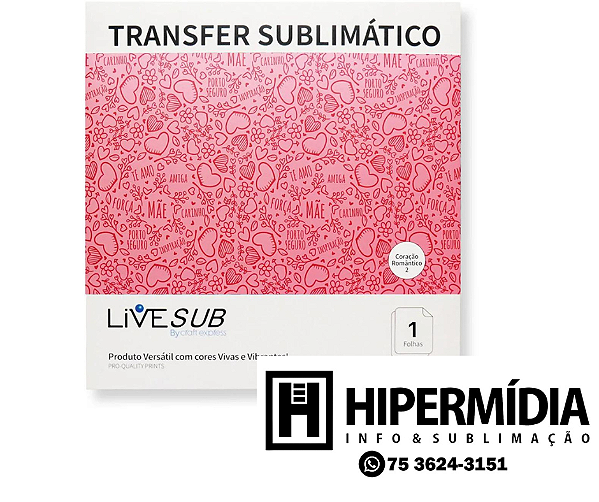 Transfer Sublimático Live Craft - Coração Romantico 30,5x30,5 - 1 folha
