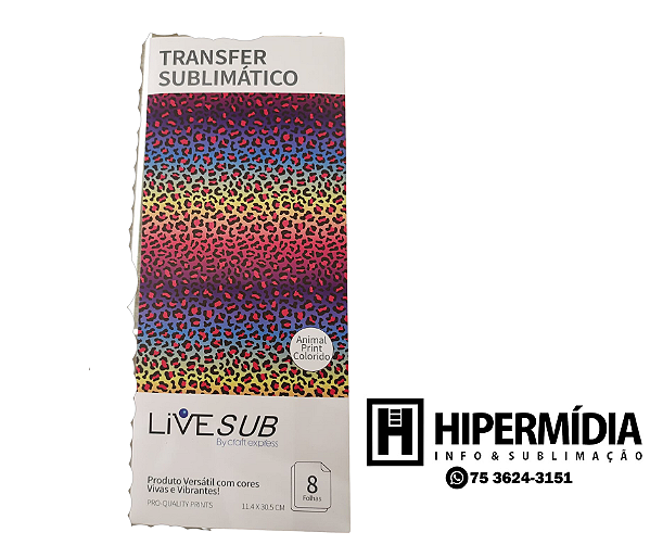 Transfer Sublimático Live Craft - Animal Print Colorido 11,4x30,5 - 1 folha