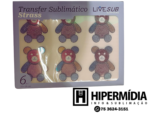 Transfer Sublimático Strass Live Craft Express - Urso Pequeno 1 Folha