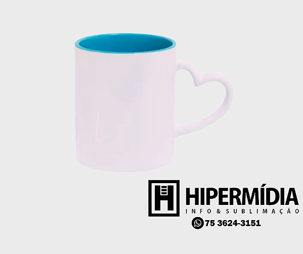 Caneca Alça Coração Interior Azul