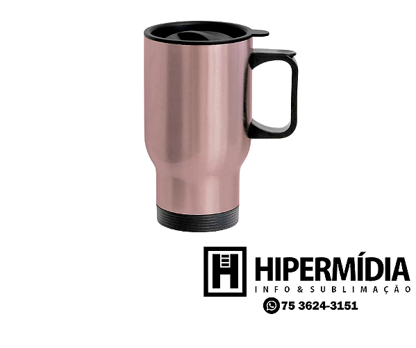 Caneca Automotiva Inox Térmica Rosa - 475ml