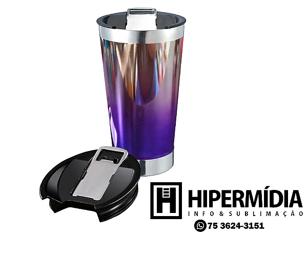 Copo Stanley Cromado Tampa Abridor  420ml - Roxo com Prata