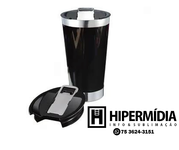 Copo Stanley Cromado Tampa Abridor  420ml - Preto