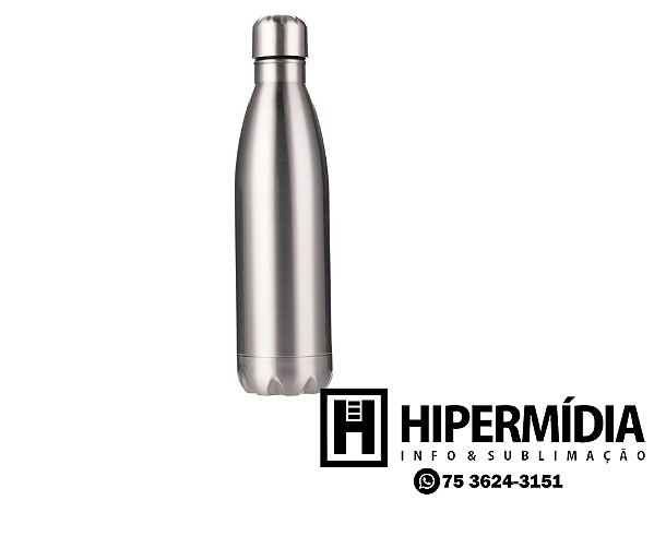 Garrafa Inox Cola Prata 500ml Dupla Camada