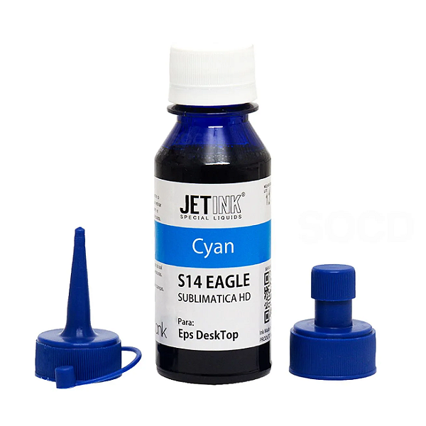 Tinta Sublimatica Original Jet Ink Hd S14 EAGLE 100ml - Cyan c/ Bico Válvula