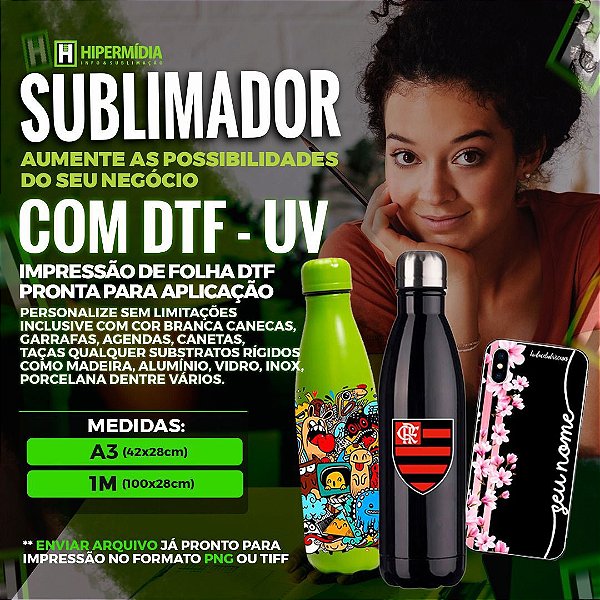 SERVIÇO DE IMPRESSÃO DTF UV ULTRA - Tamanho 01 METRO X 0,28 CM