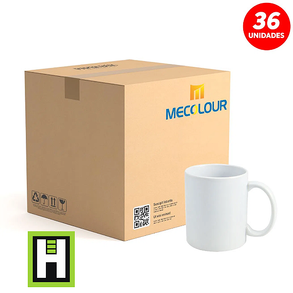 Caneca Porcelana Branca Mecolour 325ml CLASSE AAA