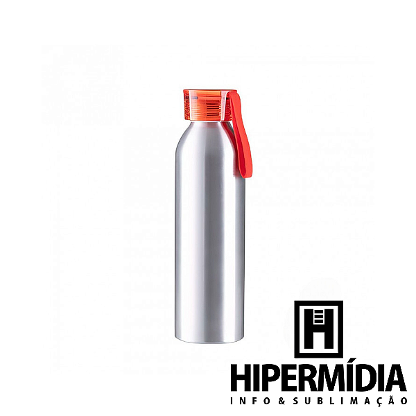 Garrafa Alumínio Prata Sport - Tampa Laranja 650ml