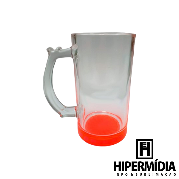 Caneca Chopp Vidro Cristal/Vermelha - 460ml