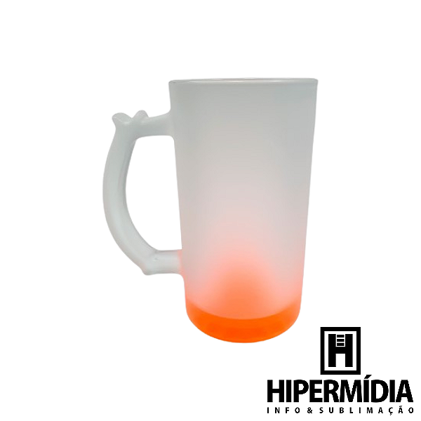 Caneca Chopp Vidro Jateada/Laranja - 460ml