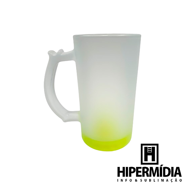Caneca Chopp Vidro Jateada/Amarela - 460ml
