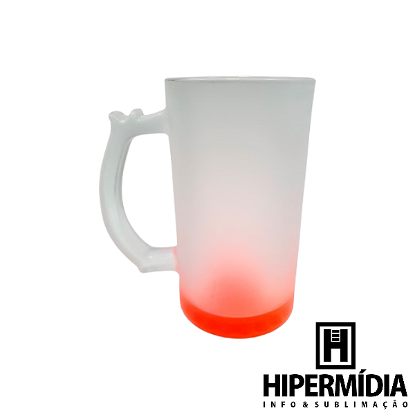 Caneca Chopp Vidro Jateada/Vermelha - 460ml