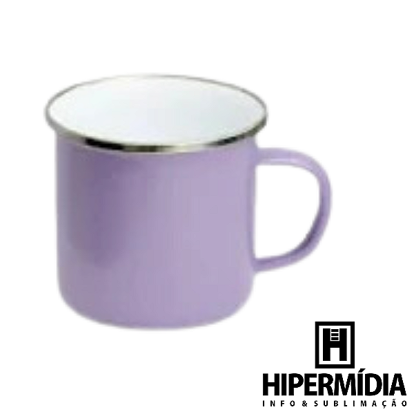 Caneca Esmaltada Lilás C/ Borda Prata