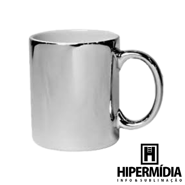 Caneca Porcelana Espelho Prata