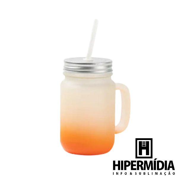 Caneca Mason Jateado/Laranja - 430ml