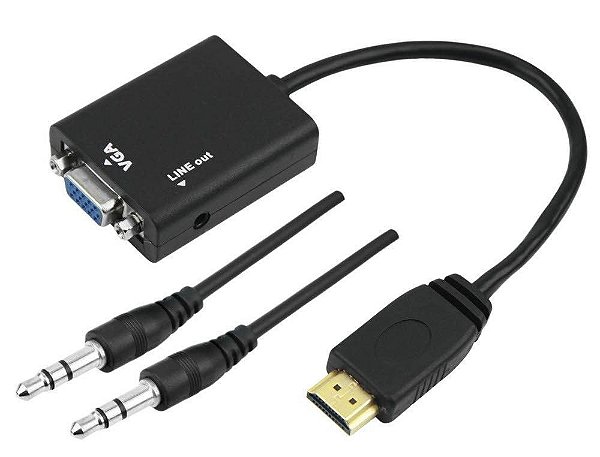 Cabo Adaptador Conversor Hdmi Para Vga com Saída P2
