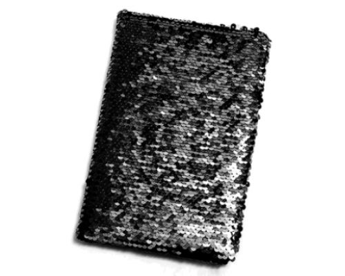 Agenda de Lantejoulas para Sublimação Preto com Branco