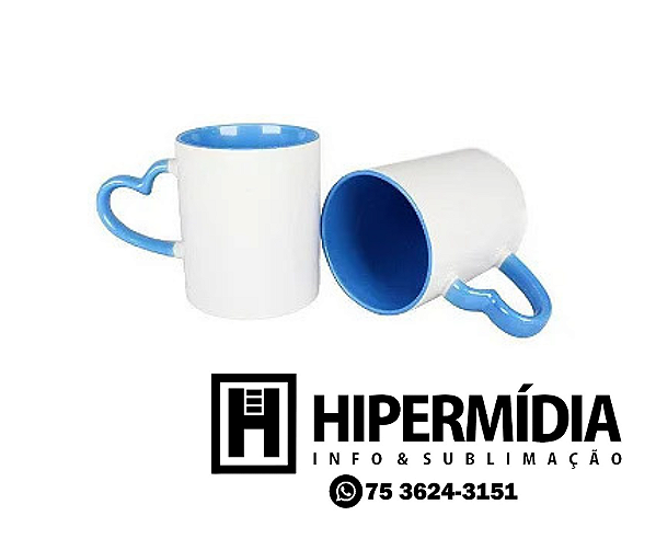 Caneca Alça Coração Azul Claro
