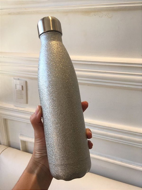 Garrafa Térmica Glitter Inox 500ml Prata