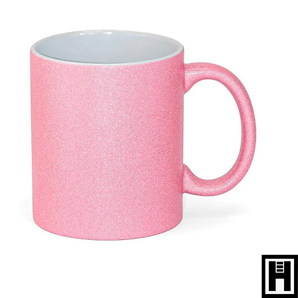 Caneca Glitter Rosa p/ Sublimação