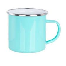 Caneca Esmaltada Verde C/ Borda Prata