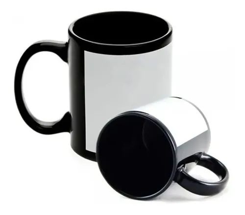 Caneca Preta Tarja Branca 325ml 10und
