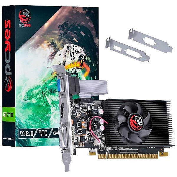 Placa de Vídeo Pcyes NV Geforce GT 710 2GBDDR3 - 64Bits