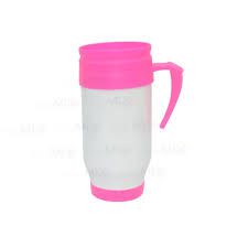 Caneca Semi Térmica de Polímero Rosa