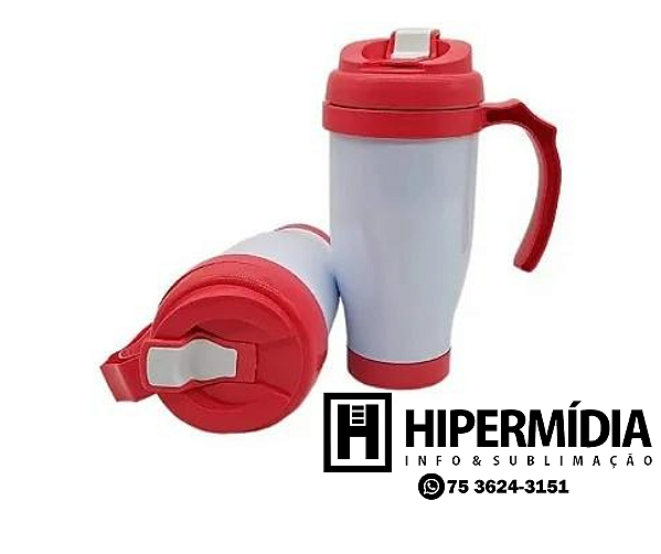 Caneca Polimero Semi-Termica Tampa Vermelha