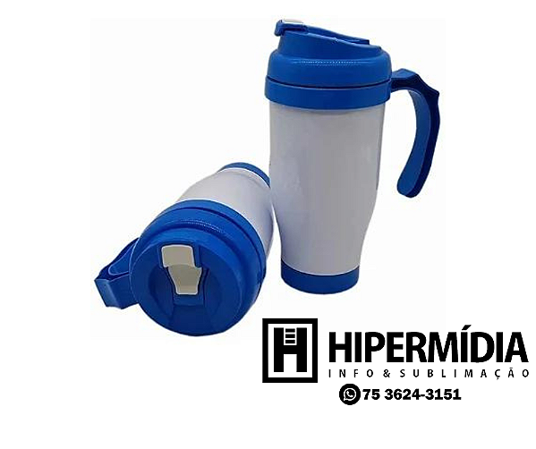 Caneca Polimero Semi-Termica Tampa Azul