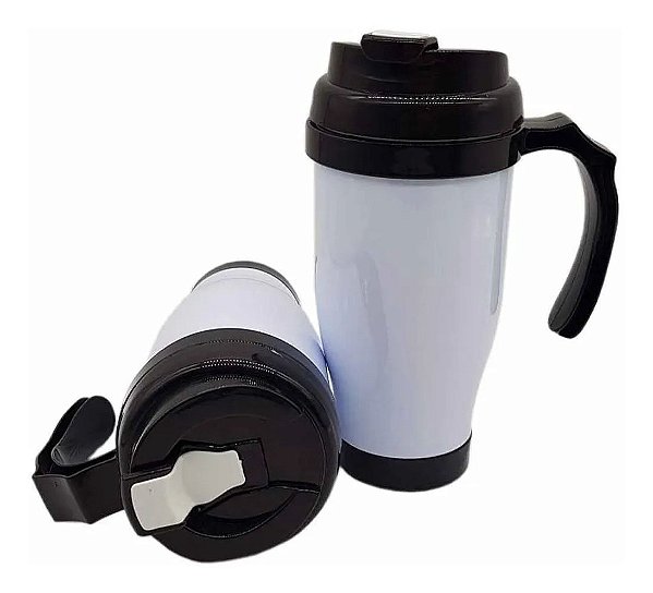 Caneca Polimero Semi-Termica Tampa Preto