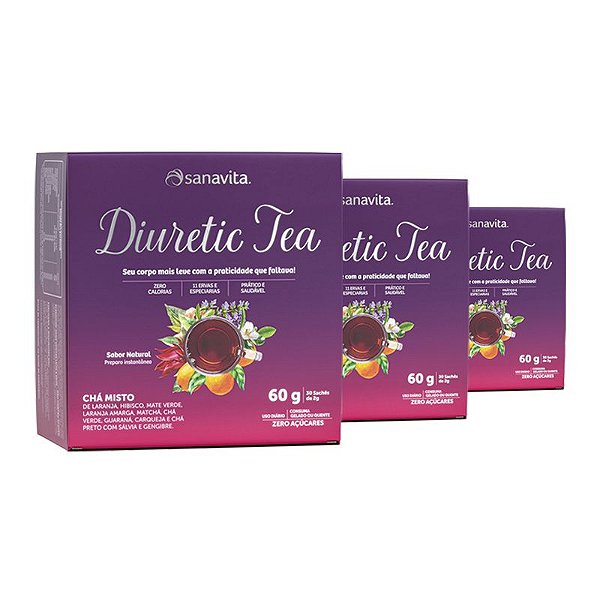 Kit 3 Diuretic Tea Sanavita 30 sachês