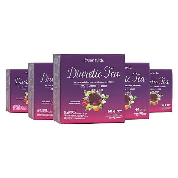 Kit 5 Diuretic Tea Sanavita 30 sachês