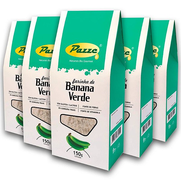 Kit 5 Farinha Banana Verde Pazze 150 gramas