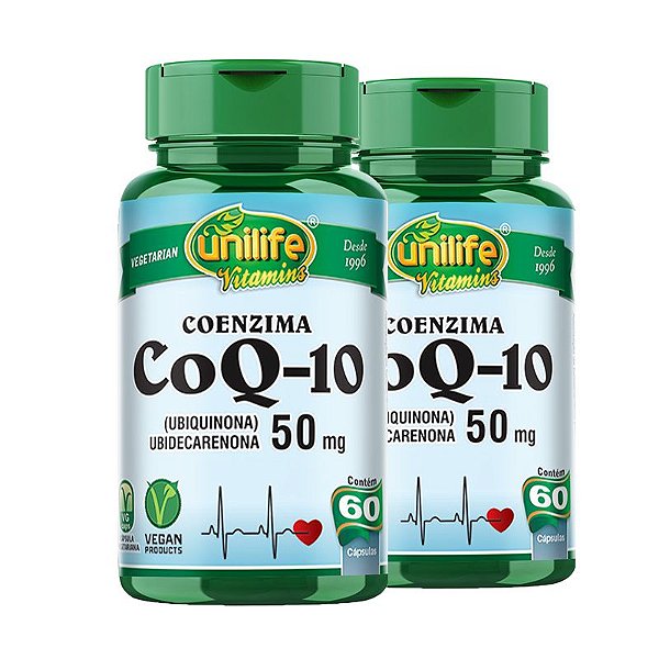 Kit 2 Coenzima CoQ-10 - 50 mg Unilife 60 Capsulas Veganas