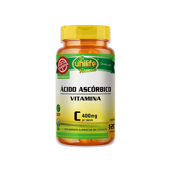 Vitamina C Ácido Ascórbico Unilife 120 Capsulas Veganas