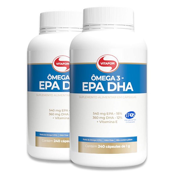 Ômega 3 Vitafor EPA DHA + Vitamina E 240 Cápsulas Kit 02 Und