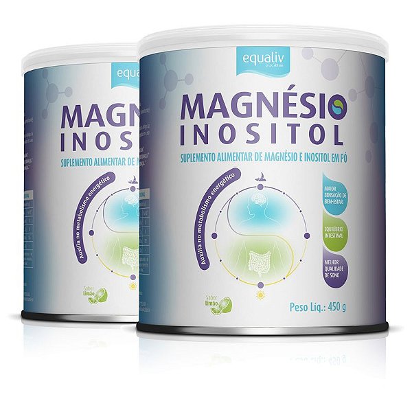 Kit 2 Magnésio Inositol Equaliv 450g Sabor Limão