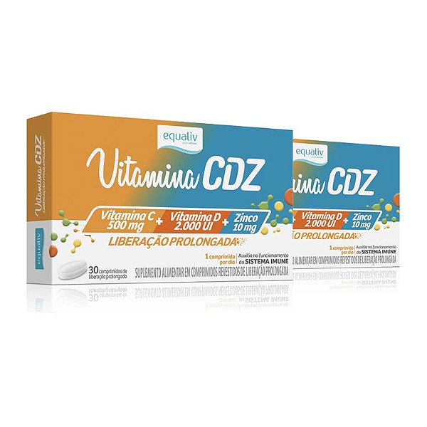 Kit 2 Vitamina CDZ Zinco + C + D Equaliv 30 cápsulas