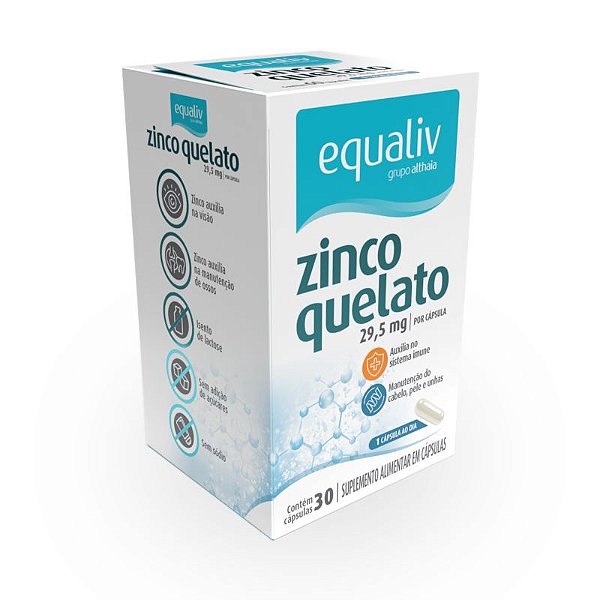 Zinco Quelato 29,59mg Equaliv 30 cápsulas