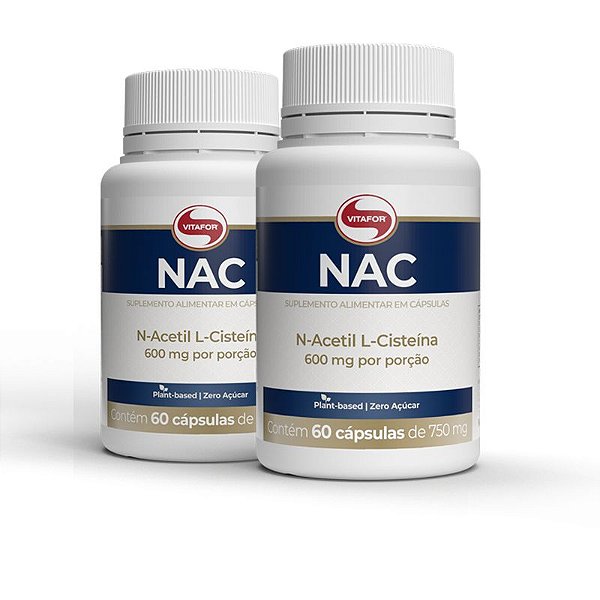 Kit 2 NAC N-Acetil L-Cisteína 600mg Vitafor 60 cápsulas