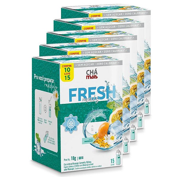 Kit 5 Chá Fresh Mais Clinic Mais 18g Maracujá