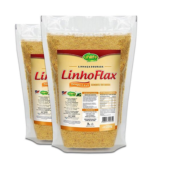 Kit 2 Farinha de Linhaça Dourada Linho Flax 250g Unilife