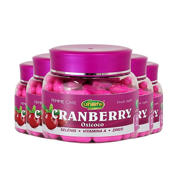 Kit 5 Cranberry Oxycoco Femme Care Unilife 90 cápsulas
