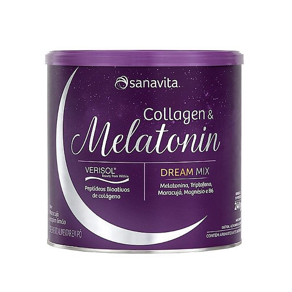 Collagen + Melatonin  maracujá e capim limão Sanavita  240g
