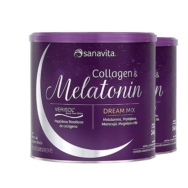 Kit 2 Collagen + Melatonin  maracujá e capim limão Sanavita  240g