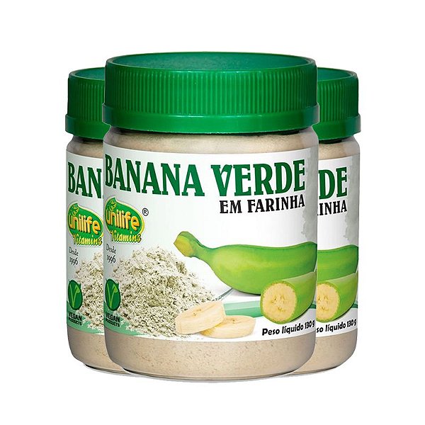 Kit 3 Farinha de Banana Verde 130g Unilife