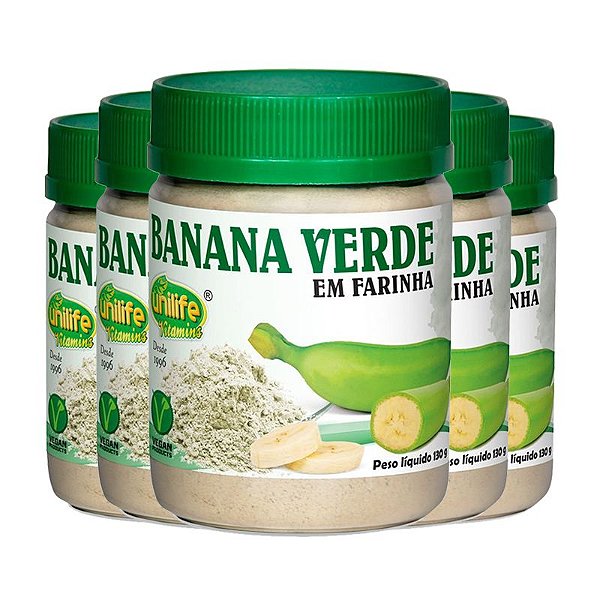Kit 5 Farinha de Banana Verde 130g Unilife