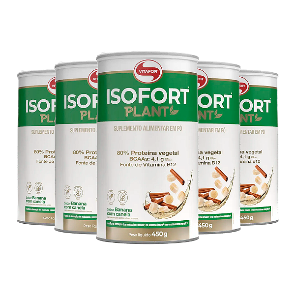 Kit 5 Isofort Plant Vitafor 450g Banana com Canela